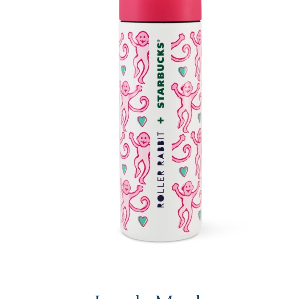 💕2 Roller Rabbit Pink and White Monkey Tumbler🥤